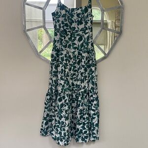 Moon River Leaf Print Midi Dress